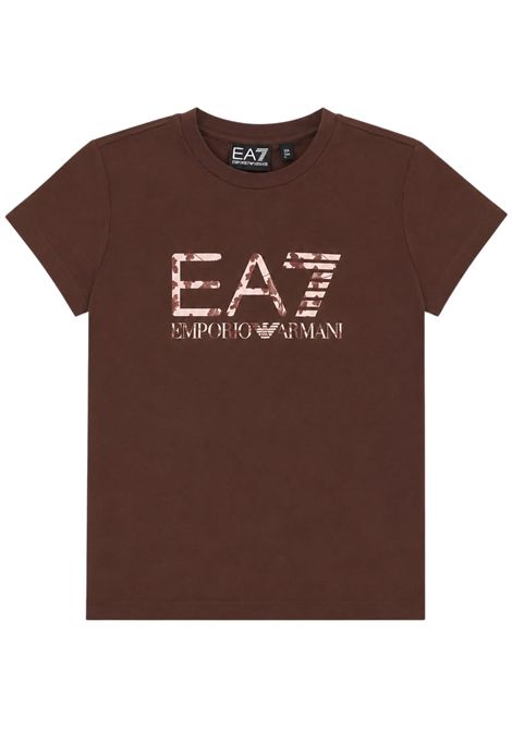 Brown cotton T-shirt for girls EMPORIO ARMANI | 7G000244MARRONE